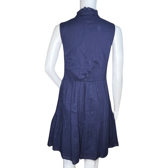Ellsworth‎ + Ivey Dress Women Small Navy Blue Ruffle Neutral Boho Peasant Preppy - Picture 4 of 8